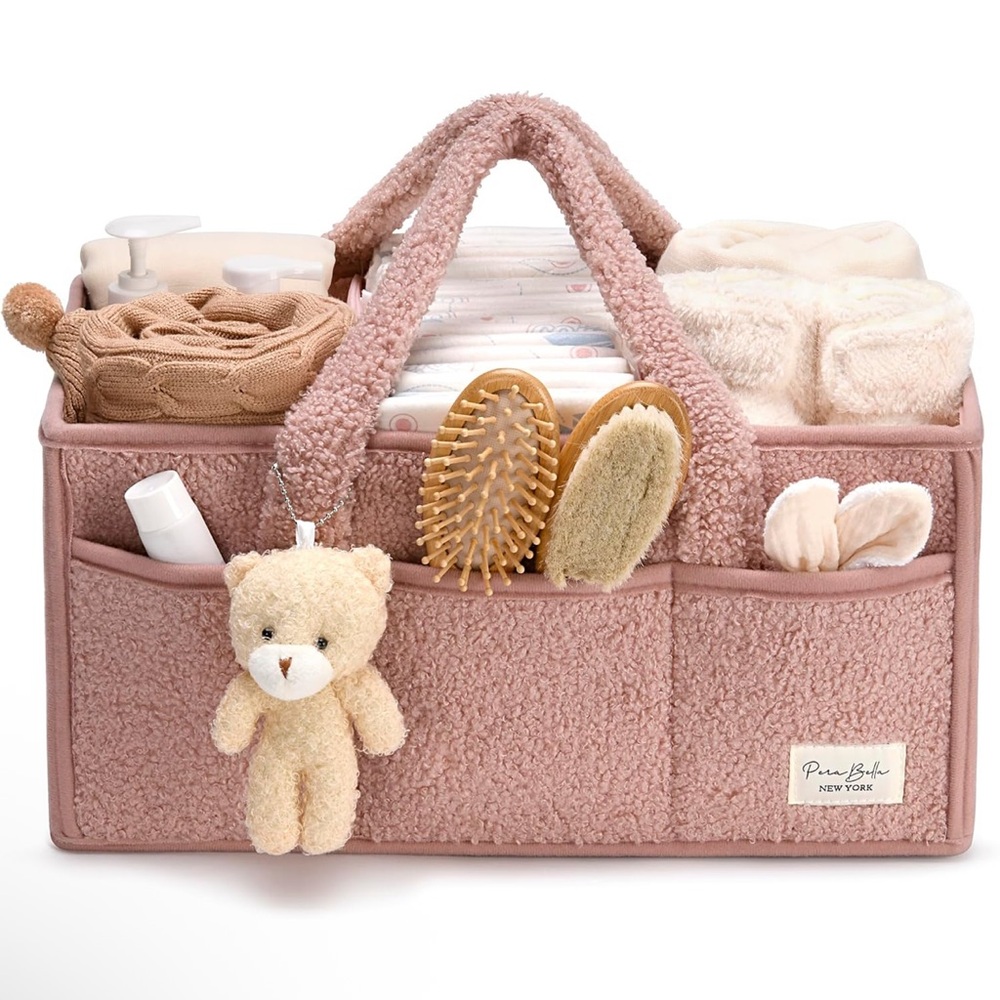 Pera Bella Sherpa Diaper Caddy (Pink) - Picture 4 of 5